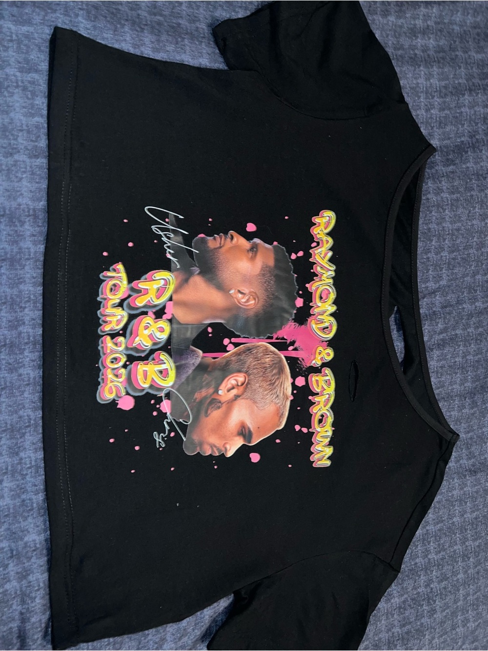 Unbranded Black R&B Tour Graphic Crop Tee